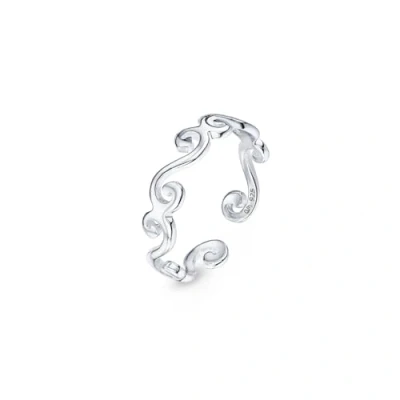 Afbeelding van Amberta Sieraden Echt 925 Sterling Zilver Teenring Vingertop met Golves voor Vrouwen Maat: F Verstelbare