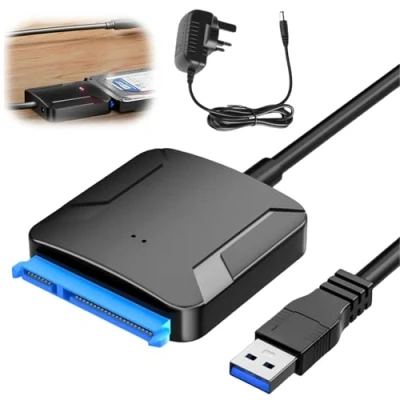 Afbeelding van Leikurvo USB 3.0 naar SATA adapter, III harde schijfadapter met 12 V/2 A voedingsadapter voor 2,5 inch / 3,5 HDD/SSD schijf