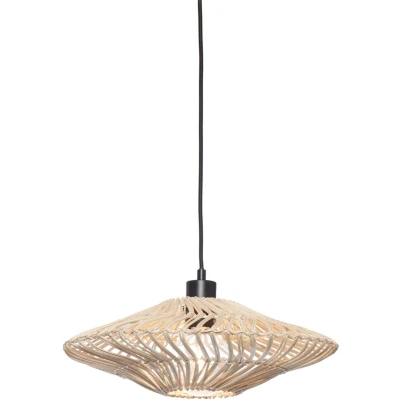 Afbeelding van Good&amp;Mojo Hanglamp Zanzibar Rotan Plat Small Wit 40x40x12cm
