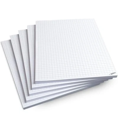 Afbeelding van Notitieblok, A5, geruit, voordeelset, 5 blokken, DIN 50 vellen per blok, afscheurbaar, 80 g/m² papier, wit, schrijfblok, rekenblok, notities