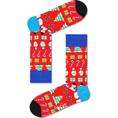 Afbeelding van Happy Socks All I Want For Christmas Sock Unisex sokken rood met kerstpret Maat: 41 46