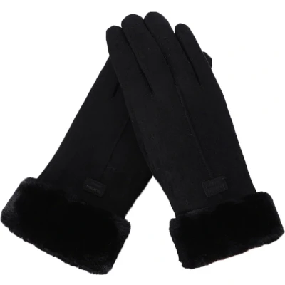 Afbeelding van Handschoenen Dames Fleece Touchscreen Zwart One size Wol Winter Kerst