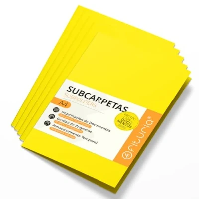 Afbeelding van Documentenmap van karton, A4, map papier, 180 g, voor documenten, verpakking met 50 mappen kantoor, gekleurd, archiveren en sorteren, horeca (sterk geel)