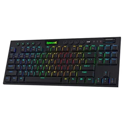 Afbeelding van Redragon K621 Horus TKL Draadloos RGB Mechanisch Toetsenbord, 5.0 BT/2.4 Ghz/Bedraad Drie Modi 80% Ultra Dunne Laag Profiel Bluetooth Toetsenbord w/Speciale Media Controle &amp; Lineaire Rode Schakelaars,