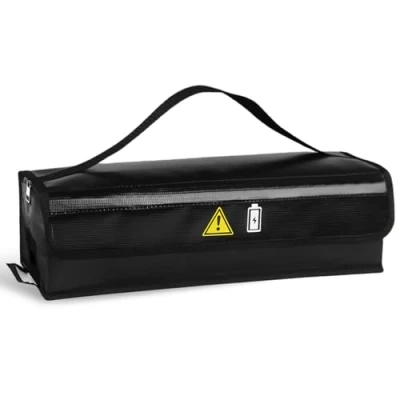 Afbeelding van E bike accutas, vuurvaste box, fietsaccutas, waterdicht en explosiebestendig, Lipo Safe Bag met kabelgoot klittenbandsluiting aan de binnenkant, voor opslag, transport, opladen