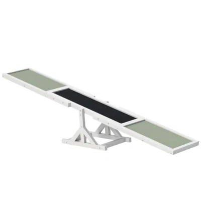 Afbeelding van PawHut Hundewippe, Hunde Agility Wippe aus Holz, Rutschfest Agilitäts Rampe für unter 30 kg, Balance, 180 x cm Weiß
