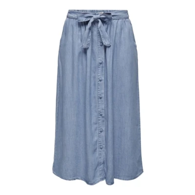 Afbeelding van ONLY HIGH Waist MIDI Alijn rok, Dames, Maat: XS, Light blue denim