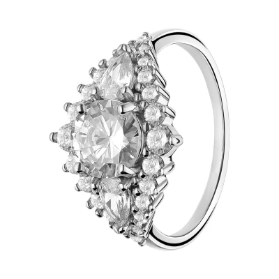Afbeelding van Lucardi GLAM Ring, Dames, Maat: 49, Silver