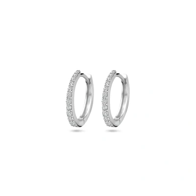 Afbeelding van Zilver gerhodineerd klapoorringen zirkonia 14 mm 1339809
