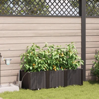 Afbeelding van vidaXL Tuin Plantenbak Donkerbruin Kunststof Riet 120 x 40 37.5 cm