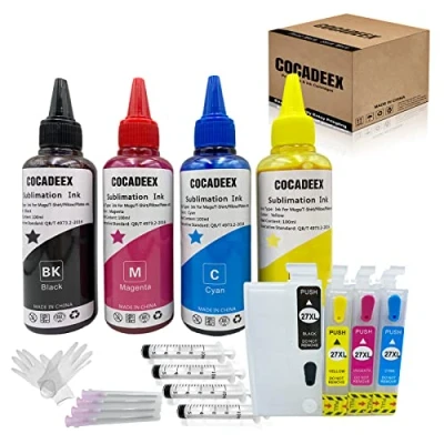 Afbeelding van COCADEEX 27XL Sublimatie Inkt Navulkits Compatibel met WorkForce WF 3640 7110 7610 7620 7720 7715 7710 7210 Printer, voor mokken, polyester shirts, kussens, platen, enz