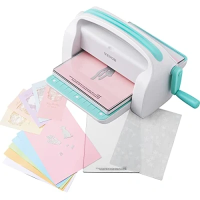 Afbeelding van VEVOR handmatige stans en embossingmachine, draagbare snijmachines, 9 inch opening scrapbookmachine, volledige set inbegrepen, voor kunst ambacht, scrapbooking, kaarten maken knutselen, wit