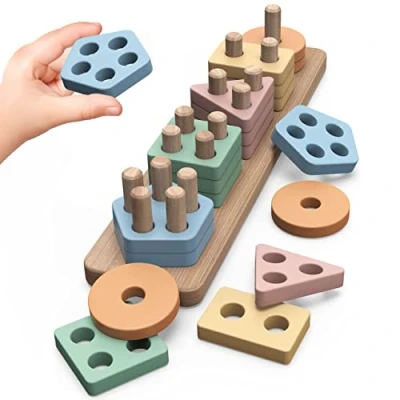 Afbeelding van Joozmui Montessori Wijsheid Houten Puzzelspeelgoed 1 2 3 Jaar, Speelgoed voor Activiteit en Ontwikkeling Spelen Jaar