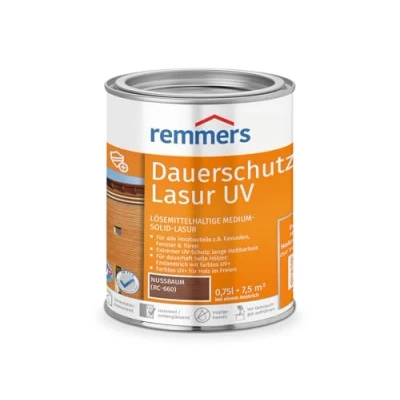 Afbeelding van Remmers Houtbeits Long Life UV noten, 0,75 liter, oplosmiddelhoudende bescherming voor hout buiten, hoge ook lichte tinten en kleurloos UV+, blokvast, weerbestendig