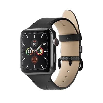 Afbeelding van Native Union (Re) Classic Band voor Apple Watch 42/44/45mm Plantaardige Materialen Roestvrijstalen Hardware met Zachte Achterkant Compatibel Series 1 9, Ultra &amp; 2 (Zwart)