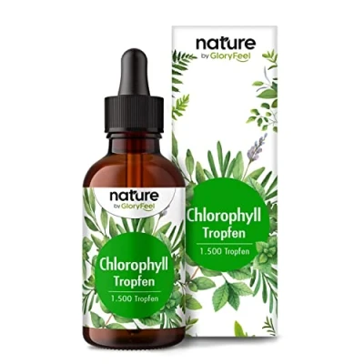 Afbeelding van chlorofyl druppels 50 ml vloeistof uit pure Luzerne 200 mg vloeibaar per dagelijkse dosis laboratorium getest, veganistisch en zonder additieven geproduceerd in Duitsland
