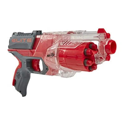 Afbeelding van NERF Elite Disruptor Blaster, 6 dart trommel, Darts, snelvuur, transparant rood, Amazon Exclusive