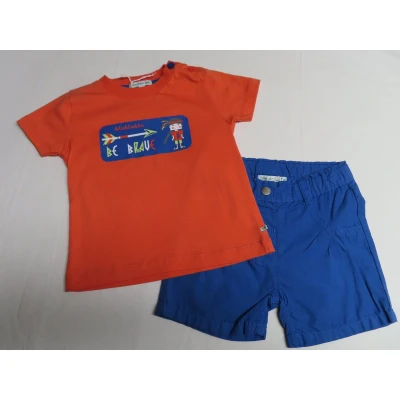 Afbeelding van Ensemble Jongens T shirt + short Oranje / blauw 9 maand 74