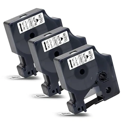 Afbeelding van 3x Labelwell Compatibele D1 Tape Vervanging voor Dymo 40910 S0720670 Zwart op Transparant LabelManager 160 210D 360D 280 420P 450D 500TS LM160 LM280 Labelpoint 100 150 200 250, 9mm x 7m