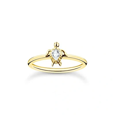 Afbeelding van Thomas Sabo Damen Ring aus 925er Sterling Silber mit 750er Gelbgold Vergoldung im Schildkröten Design, Gr: 54, TR2401 414 14 54