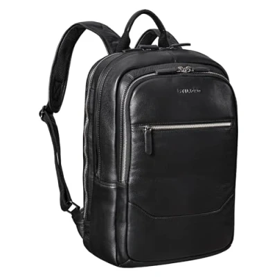 Afbeelding van STILORD &#039;Reece&#039; Leren Business Rugzak voor Laptops Vintage Daypack Backpack XL Rugtas School Uni Kantoor Messenger DIN A4 Echt Leder, Kleur:zwart
