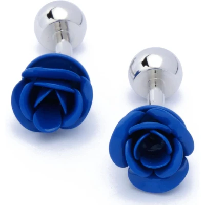 Afbeelding van Manchetknopen Roos Bloem Blauw