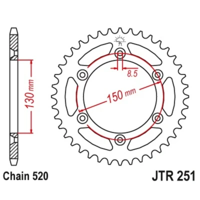 Afbeelding van JT Tandwielen JTR251.50SC Zelfreinigend stalen achtertandwiel