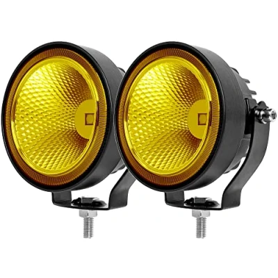 Afbeelding van SUFEMOTEC Gele ronde led mistlampen, 4 inch, amber, extra spot, werklamp voor voertuig, motorfietsen, vrachtwagens, auto&#039;s, SUV, ATV, boot, pickup tractor, 12 V, 24 schijnwerper, x off road