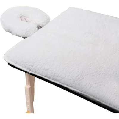 Afbeelding van ForPro Premium Fleece Massagepadset, natuurlijk, extra zacht, hypoallergeen, voor massagetafels, inclusief pad en gezichtssteun, 78,7 cm B x 182,9 L