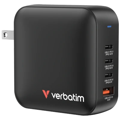 Afbeelding van Verbatim GaN Charger 165W Universeel Zwart AC Snel opladen Binnen