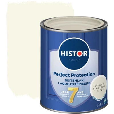 Afbeelding van Histor Perfect Protection Buitenlak Houtlak Houtverf voor Buiten Zijdeglans Verf Hout Buitenverf Cremewit RAL 9001 0.75 L