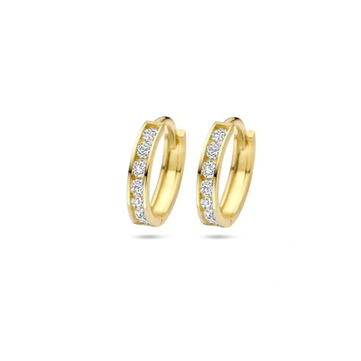 Afbeelding van 9K geelgoud kleurig klapoorringen zirkonia 12,5 mm 8000159