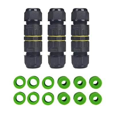 Afbeelding van YIXISI 3 Stuks Waterdichte Aansluitdoos, Poool IP68 Connector, Externe Hulskoppeling, Ø 3.5 10 mm (Zwart, PA66), Kabel Connector voor Buiten