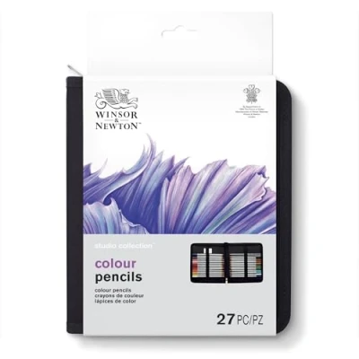 Afbeelding van Winsor &amp; Newton Studio Collection Etui 24 Kleurpotloden + 2 Grafietpotloden Vinylgum