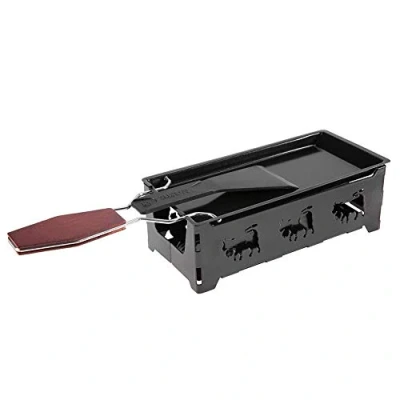 Afbeelding van Mini Raclette Opvouwbaar Theelichtje Non stick Rotaster Bakplaat Fornuis Set Koolstofstaal Thuis Keuken Grill Tool met Houten Handvat