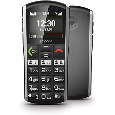 Afbeelding van Emporia Simplicity mobiele telefoon, 2 inch kleurendisplay, grote knoppen, SOS knop, laadstation, M4/T4, compatibel met gehoorapparaten, Bluetooth, zwart (Italië)