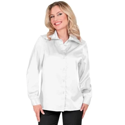 Afbeelding van Widmann Feesten &amp; Gelegenheden Kostuum Jaren 70 Blouse Satijn Wit Vrouw / Beige Large Carnavalskleding Verkleedkleding
