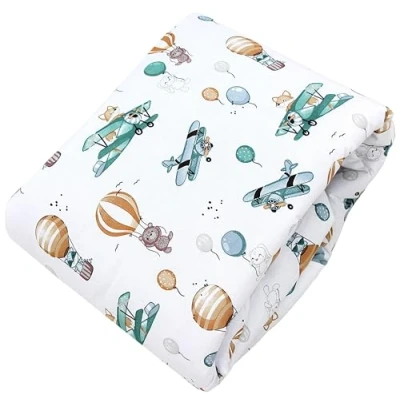 Afbeelding van TupTam Baby Speelmat Kinderen Gewatteerd XXL Peuterdeken 120 x cm Babykamer Slaapdeken, Ongeveer cm/Vossen/Vliegtuigen/Ballonnen/Groen