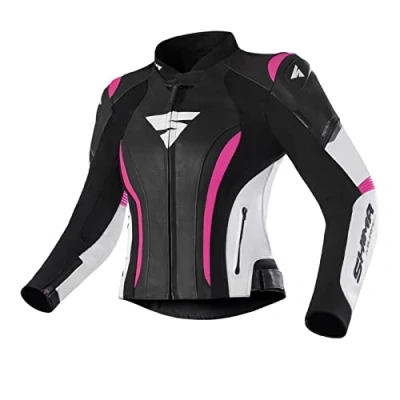 Afbeelding van SHIMA Miura 2.0 Dames motorfiets lederen jas, zwart wit pink, afmeting 34 voor vrouw