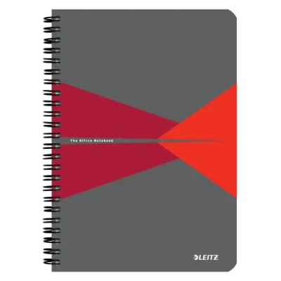 Afbeelding van Notitieboek Leitz Office A5 lijn 180pag grijs rood