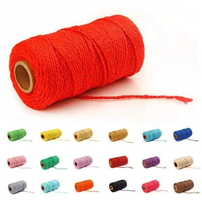 Afbeelding van 100 Yard / 2 mm Kleurrijke Katoenen Touw Ambachten Breien voor Geschenkverpakking (Rood 1)
