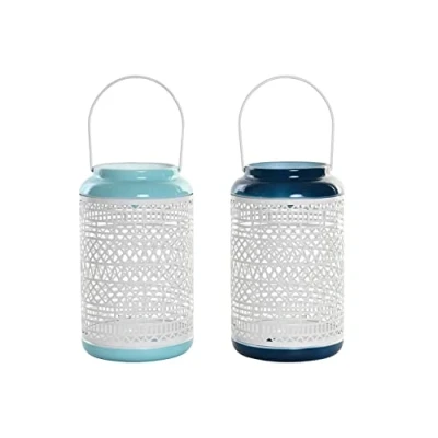 Afbeelding van Kaarshouder DKD Home Decor Hemelsblauw Marineblauw Metaal 15 x 24,5 cm (2 Stuks)