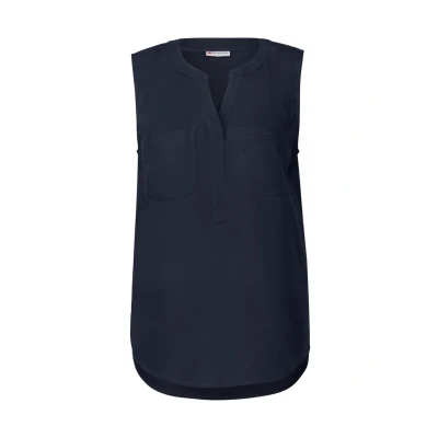 Afbeelding van Street One MIT Brusttaschen Blouse, Dames, Maat: 46, Blau