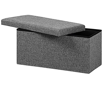 Afbeelding van CASARIA® Moderne 2 in 1 Zitbank met Opbergruimte Stoffen Bekleding 80x38x38cm 100l Opbergbank Poef Voetenbank Donkergrijs
