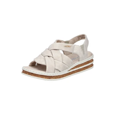 Afbeelding van Rieker Sandalen met plateauzool, Dames, Maat: 39, Crema Kunststof