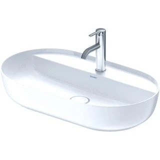 Afbeelding van Duravit luv opzetwastafel ovaal met 1 kraangat zonder overloop 70x40cm wg wit mat 03807026001