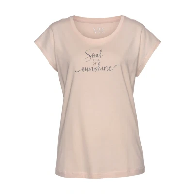 Afbeelding van Lascana Tshirt print, Dames, Maat: 36/38, Apricot