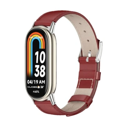 Afbeelding van Echt leren bandje Rood Xiaomi Smart band 8 Horlogebandje