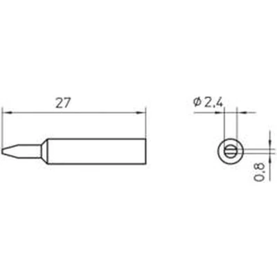 Afbeelding van Weller XNT B soldeerpunt Beitelvorm Grootte 2.4 mm Lengte soldeerpunt: 27 Inhoud: 1 stuk(s)
