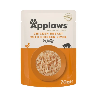 Afbeelding van Applaws Quick Serve Kip en lever in gelei 70 gr. per 16 stuks